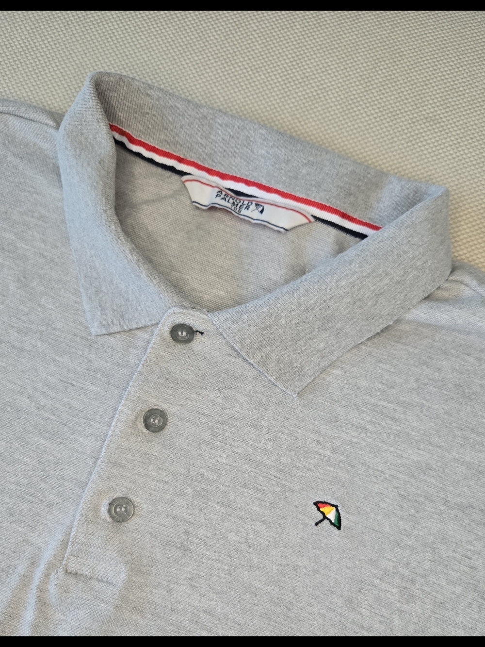 Arnold Palmer Golf Polo Grey with Umbrella Logo LARGE 105 Shirt Casual Athletic